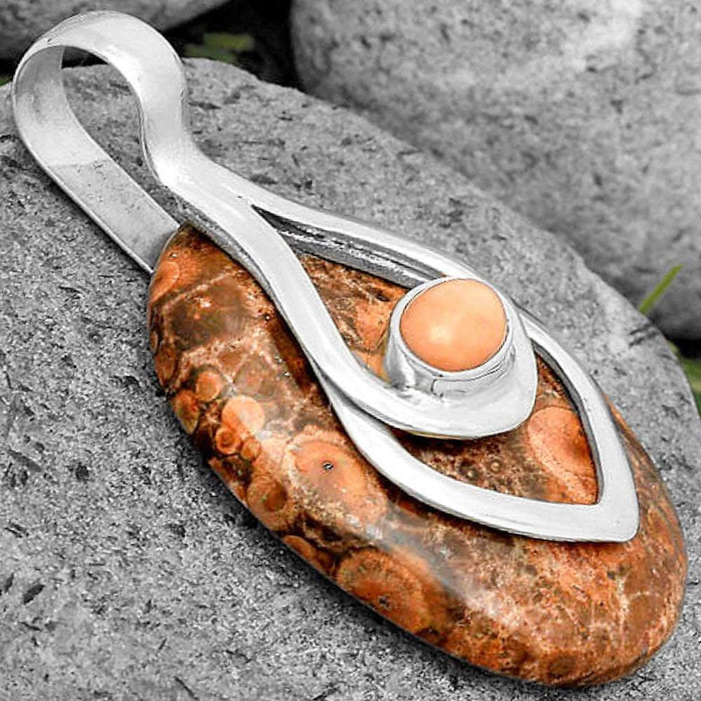 Natural Poppy Jasper & Pink Opal Pendant P-1562 SDP135465