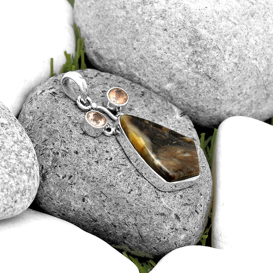Natural Bat Cave Jasper & Morganite Pendant P-1083 SDP135589
