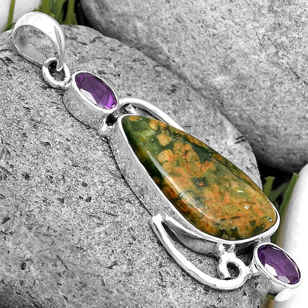 Ocean Jasper - Madagascar & Amethyst Pendant P-1061 SDP135610