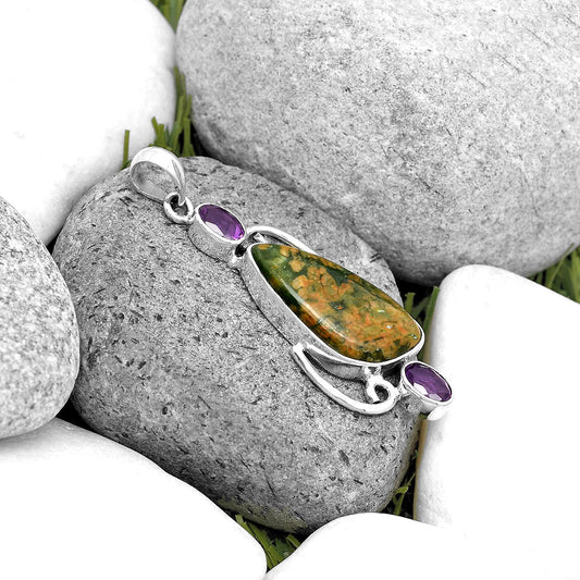 Ocean Jasper - Madagascar & Amethyst Pendant P-1061 SDP135610
