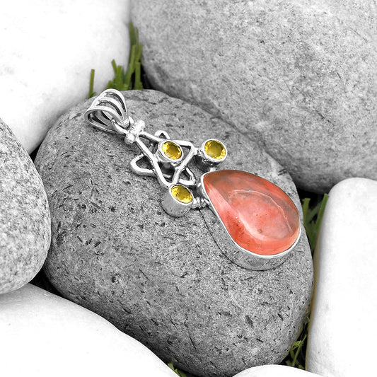 Watermelon Cherry Quartz & Citrine Pendant P-1095 SDP135648