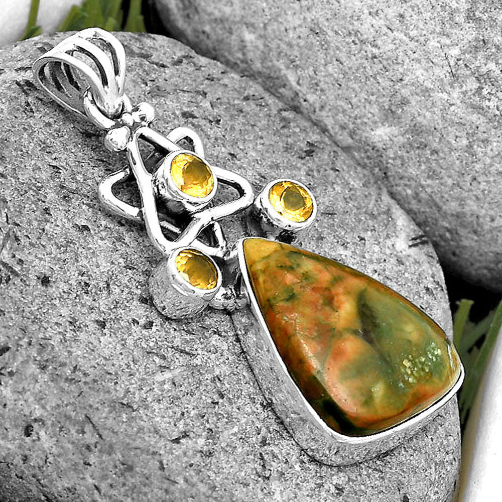 Ocean Jasper - Madagascar & Citrine Pendant P-1095 SDP135654