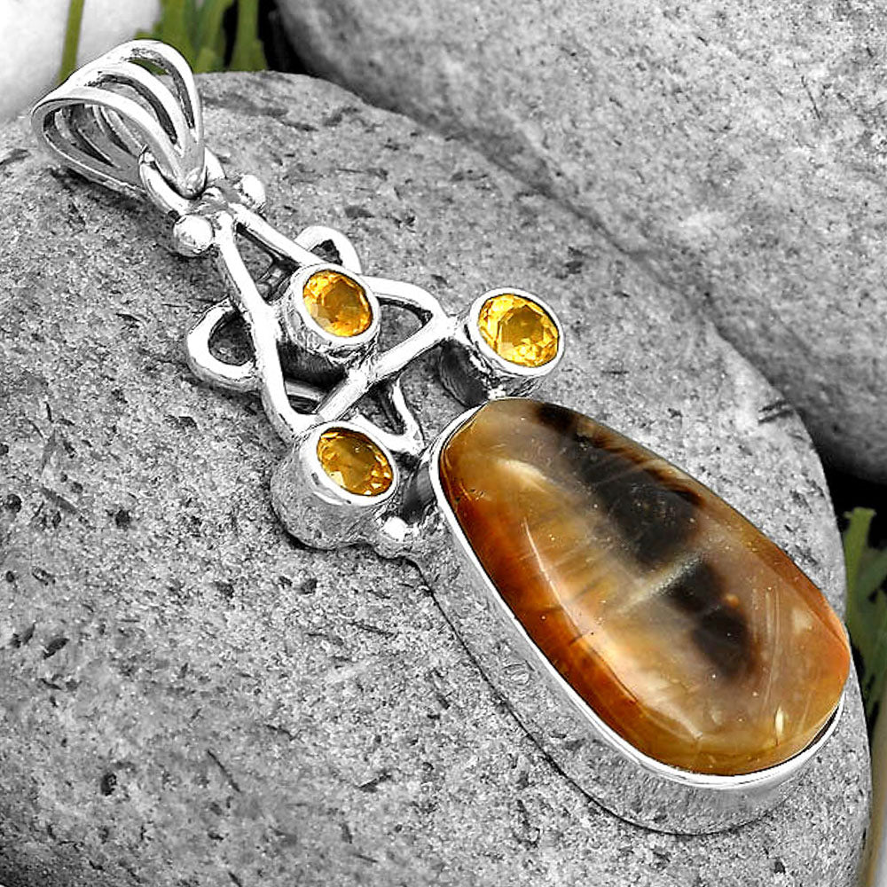 Natural Bat Cave Jasper & Citrine Pendant P-1095 SDP135658