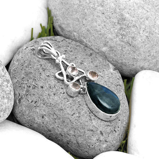 Blue Fire Labradorite & Morganite Pendant P-1095 SDP135668