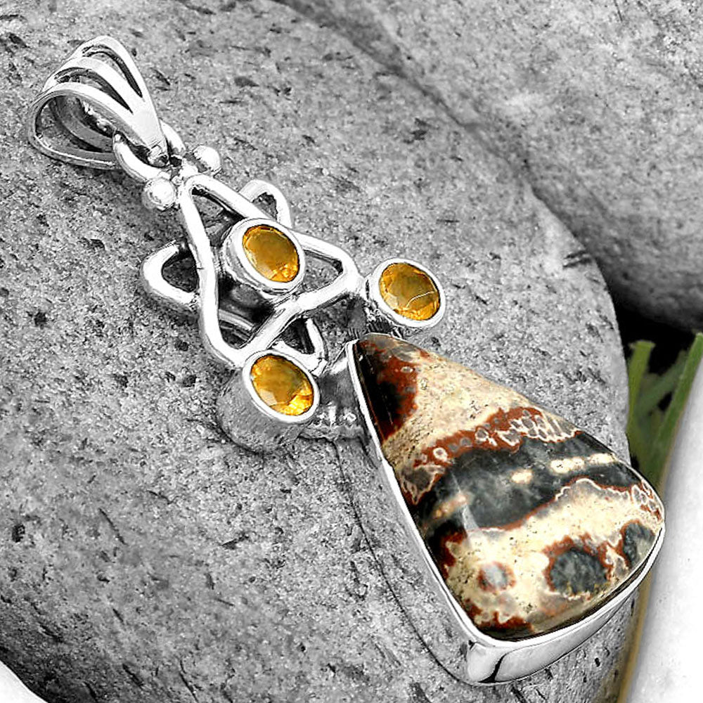 Natural Viper Skin Jasper & Citrine Pendant P-1095 SDP135671