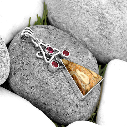 Natural Rock Calcy & Purple Garnet Pendant P-1095 SDP135687