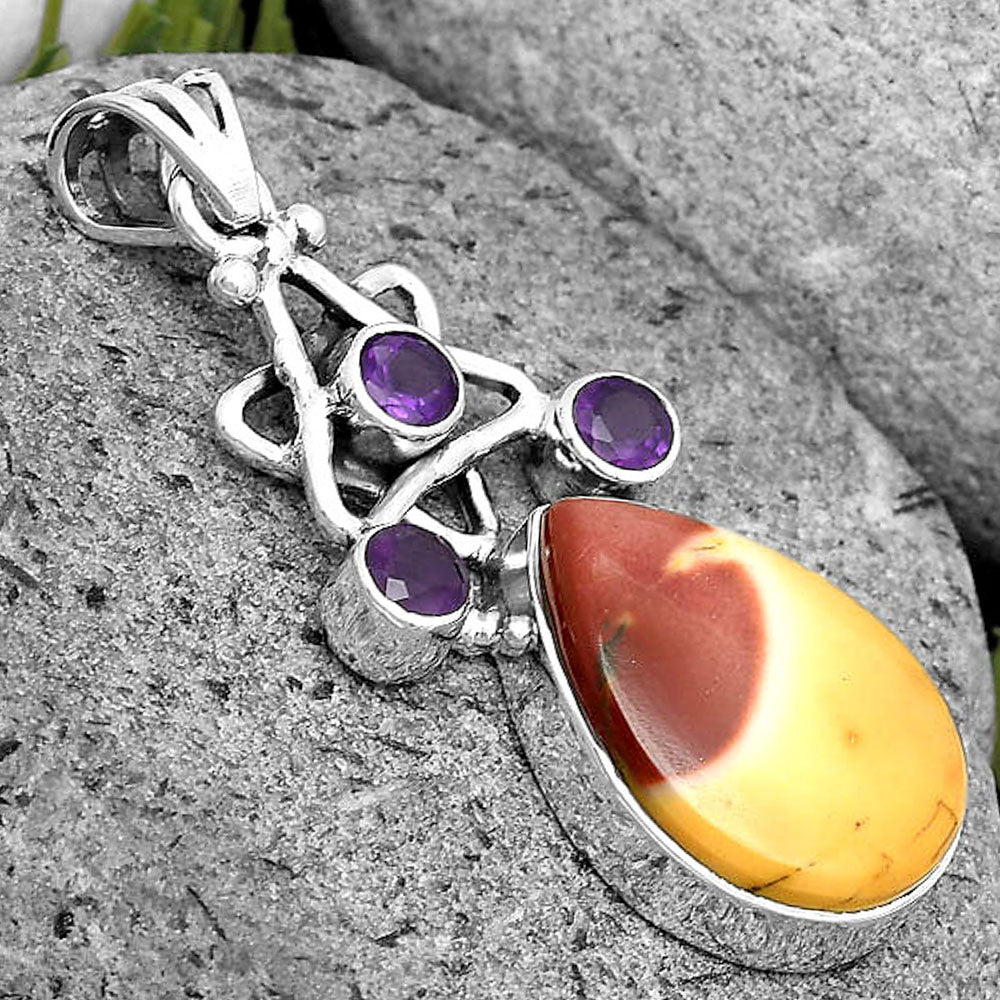 Natural Red Mookaite & Amethyst Pendant P-1095 SDP135688