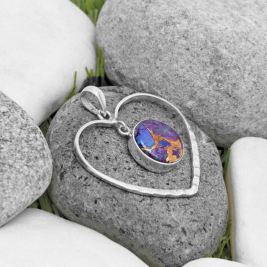 Heart Natural Copper Purple Turquoise Pendant P-1103 SDP135823