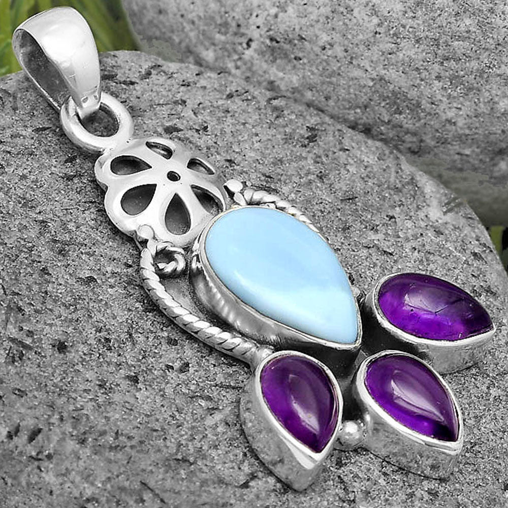 Natural Owyhee Opal & Amethyst Pendant P-1570 SDP135918