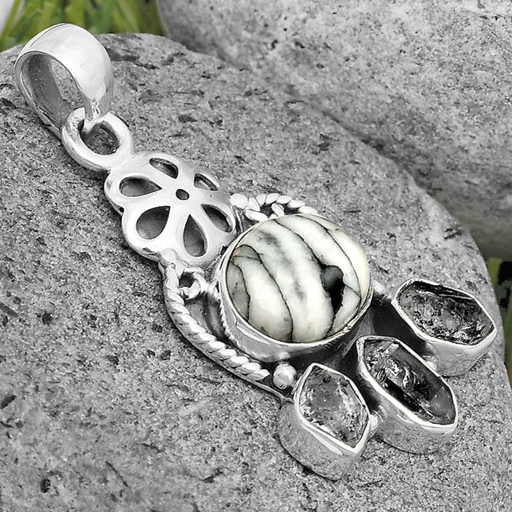 Pinolith Stone & Herkimer Diamond Pendant P-1570 SDP135930