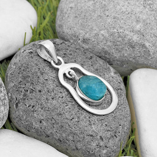 Neon Blue Apatite Rough - Madagascar Pendant P-1171 SDP135976