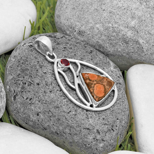 Natural Poppy Jasper & Garnet Pendant P-1572 SDP136013
