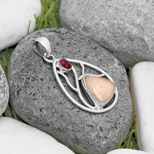 Pink Scolecite & Pink Tourmaline Rough Pendant P-1572 SDP136021