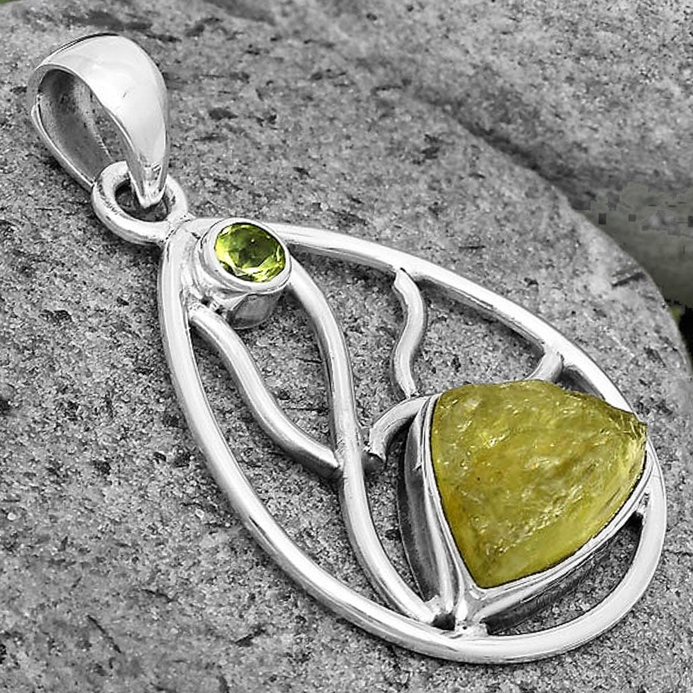 Rare Kornerupine Rough & Peridot Pendant P-1572 SDP136022