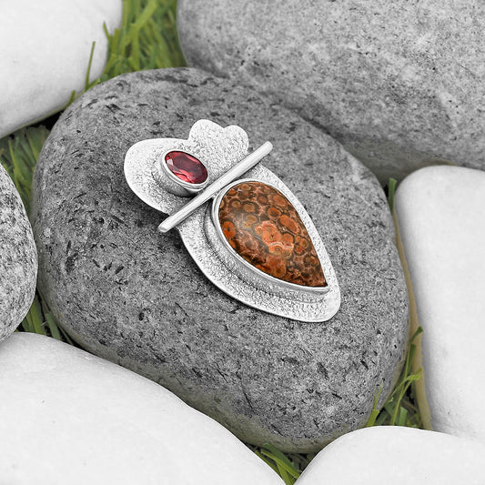 Natural Poppy Jasper & Garnet Pendant P-1338 SDP136074