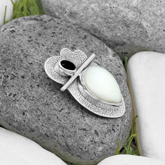 Natural White Opal & Black Onyx Pendant P-1338 SDP136078