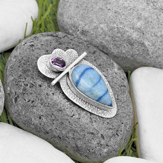 Natural Dumortierite Quartz & Amethyst Pendant P-1338 SDP136080