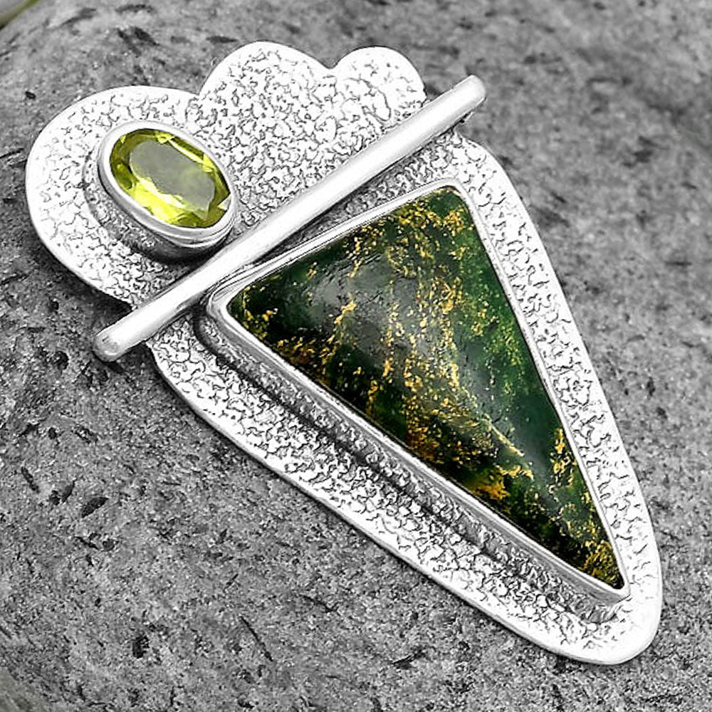 Natural Green Fuchsite & Peridot Pendant P-1338 SDP136085