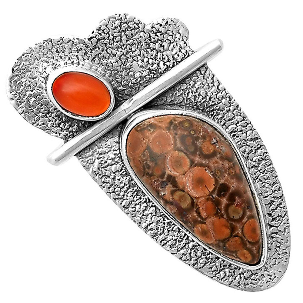 Natural Poppy Jasper & Carnelian Pendant P-1338 SDP136090