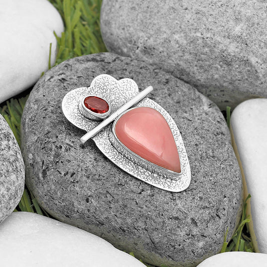 Natural Guava Quartz Brazil & Garnet Pendant P-1338 SDP136093