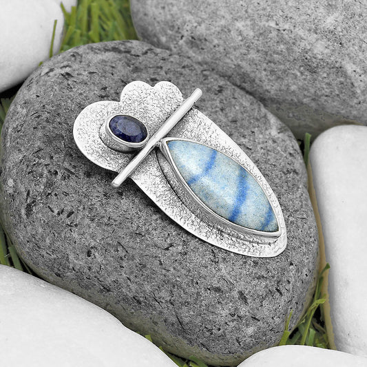 Dumortierite Quartz & Lapis Lazuli Pendant P-1338 SDP136095