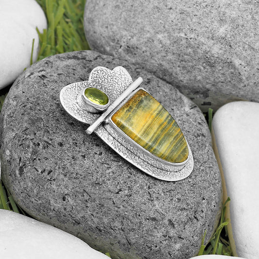 Natural Blue Aragonite & Peridot Pendant P-1338 SDP136100
