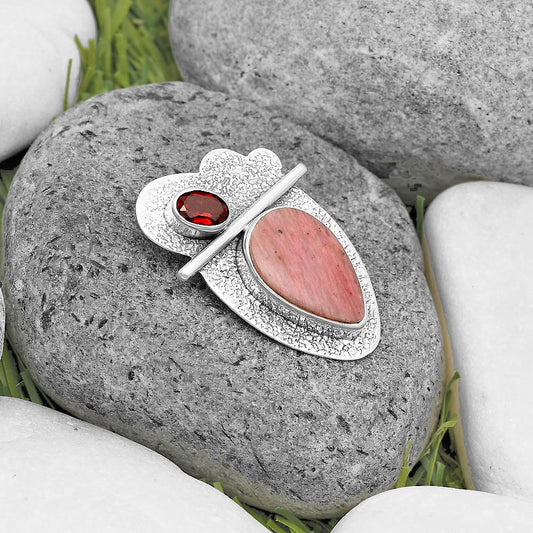 Natural Pink Tulip Quartz & Garnet Pendant P-1338 SDP136102