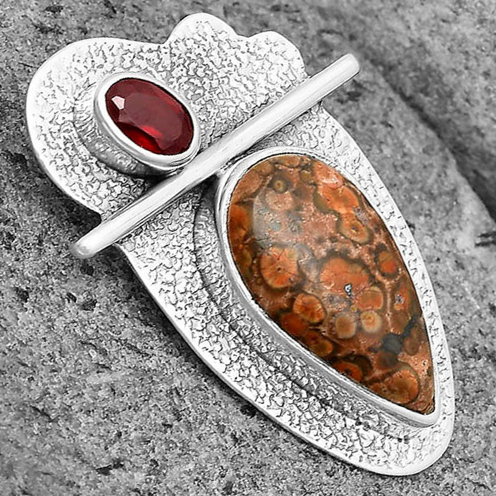 Natural Poppy Jasper & Garnet Pendant P-1338 SDP136103
