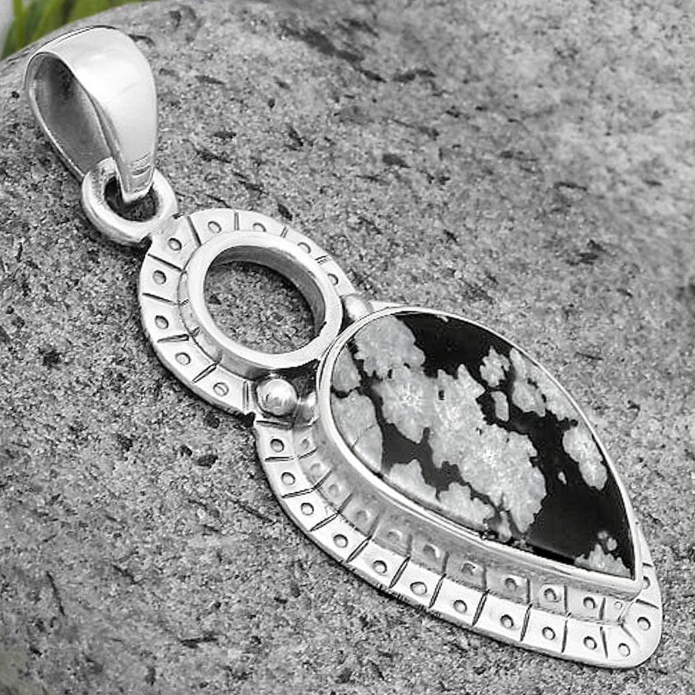 Natural Snow Flake Obsidian Pendant P-1605 SDP136147