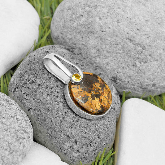 Natural Bronzite & Citrine Pendant P-1606 SDP136182