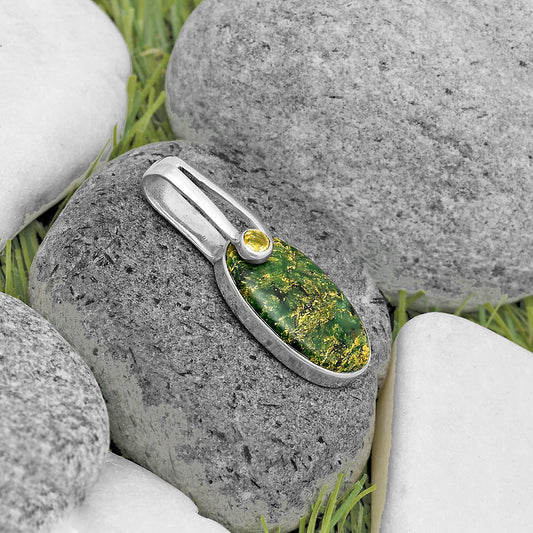 Natural Green Fuchsite & Citrine Pendant P-1606 SDP136184