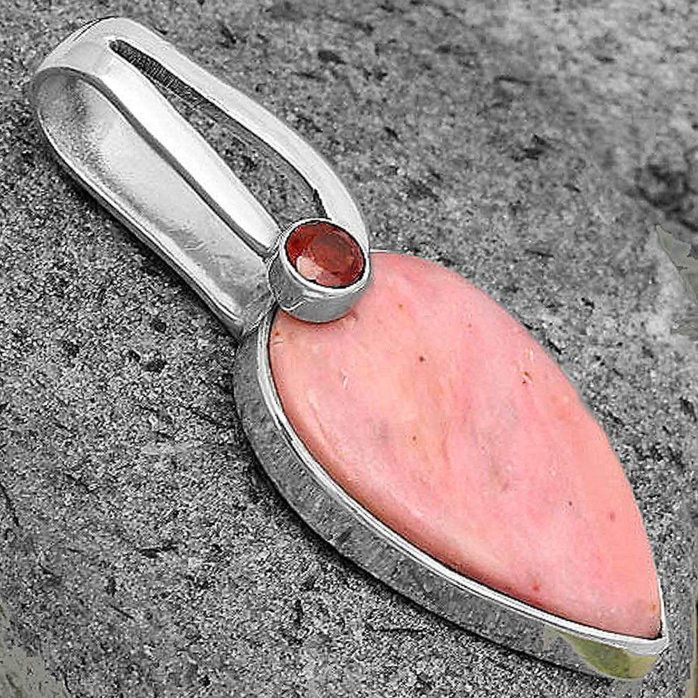 Natural Pink Tulip Quartz & Garnet Pendant P-1606 SDP136187