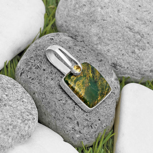 Natural Green Fuchsite & Citrine Pendant P-1606 SDP136188