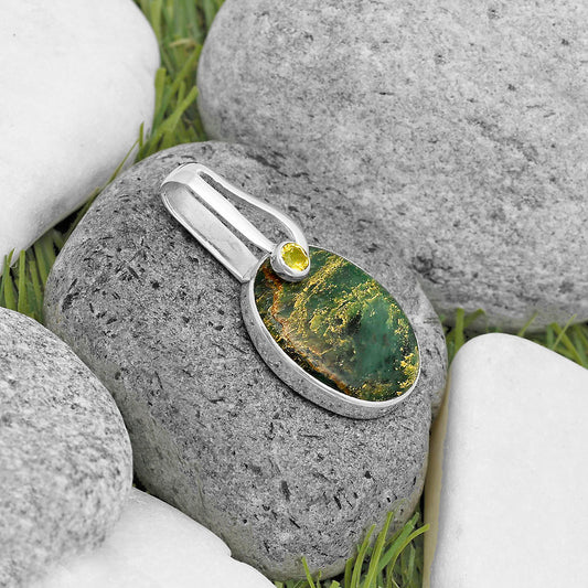 Natural Green Fuchsite & Citrine Pendant P-1606 SDP136193