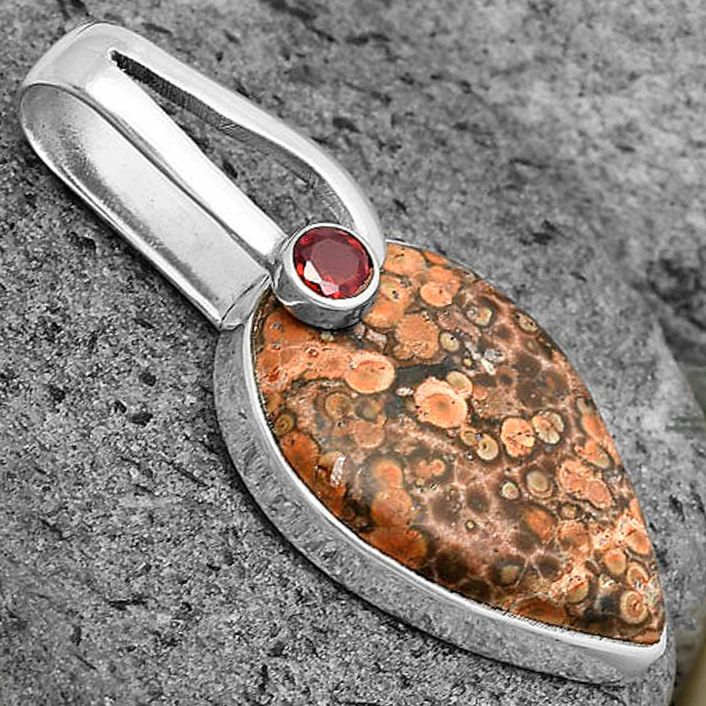 Natural Poppy Jasper & Garnet Pendant P-1606 SDP136202