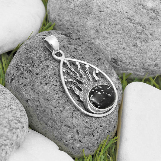 Natural Snow Flake Obsidian Pendant P-1209 SDP136226