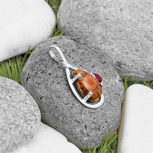 Natural Poppy Jasper & Garnet Pendant P-1640 SDP136277