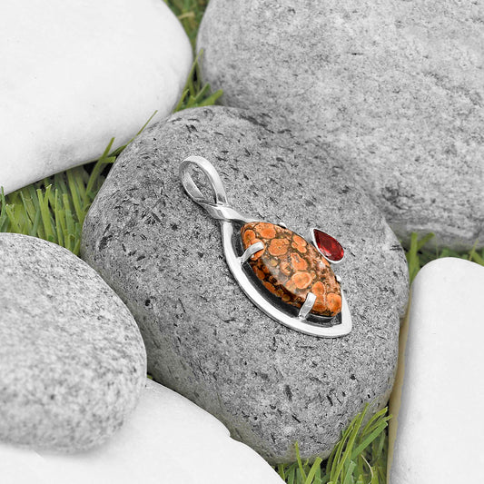 Natural Poppy Jasper & Garnet Pendant P-1640 SDP136283