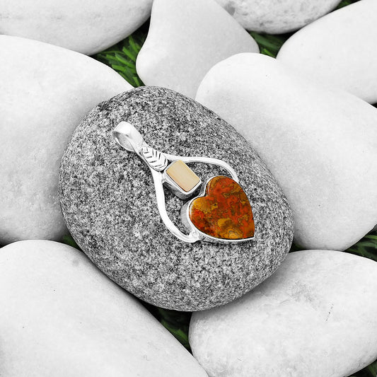 Rare Cady Mountain Agate & Natural Spiny Oyster Shell Pendant P-1166 SDP136364