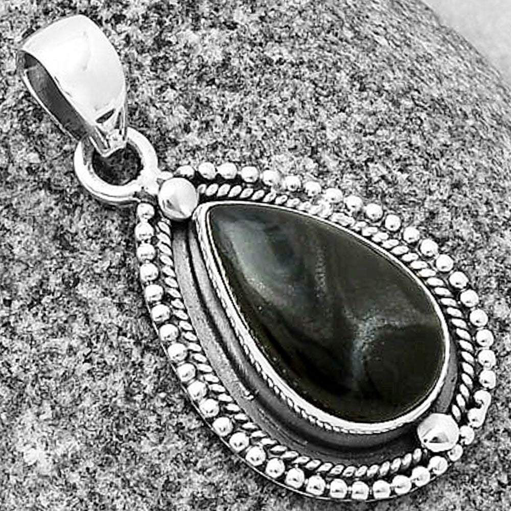 Crown Of Silver Psilomelane - Black Malachite Pendant P-1651 SDP136497
