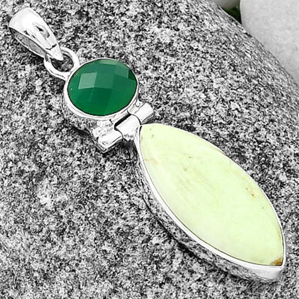 Natural Lemon Chrysocolla & Green Onyx Pendant P-1108 SDP136589