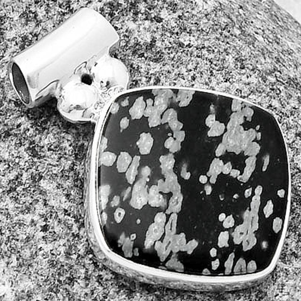 Natural Snow Flake Obsidian Pendant P-1259 SDP137066