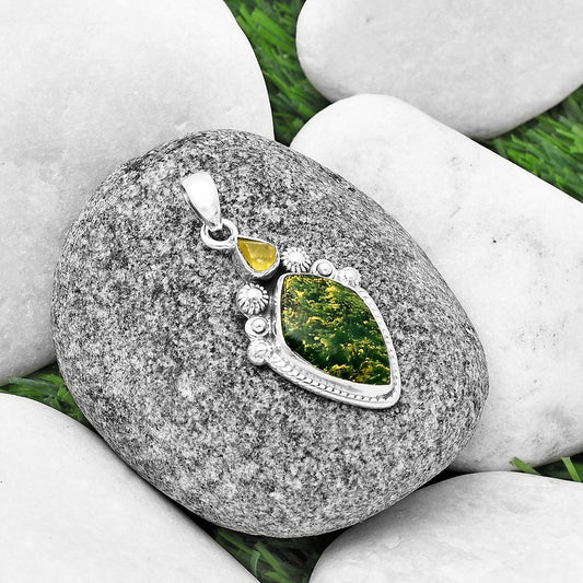 Natural Green Fuchsite & Peridot Rough Pendant P-1616 SDP137089