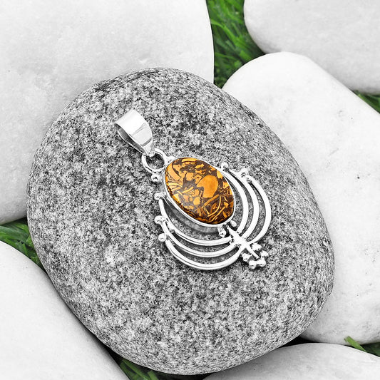 Lotus - Coquina Fossil Jasper - India Pendant P-1702 SDP137111