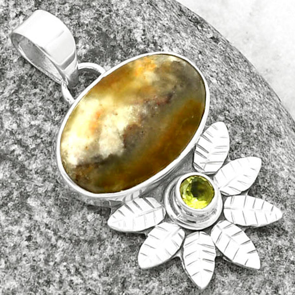 Natural Australian Prehnite & Peridot Pendant P-1425 SDP137257