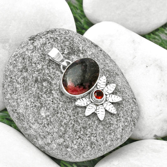 Natural Rhodonite & Garnet Pendant P-1425 SDP137263