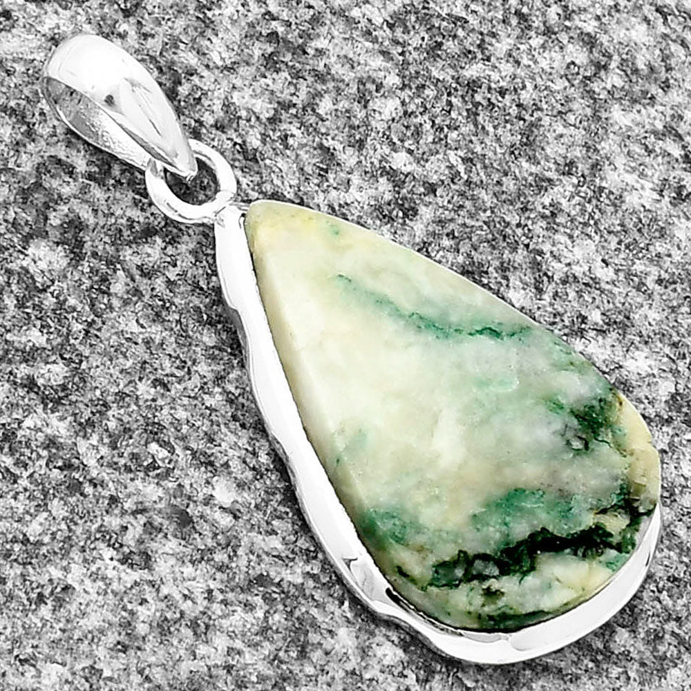 Natural Tree Weed Moss Agate - India Pendant P-1110 SDP137329
