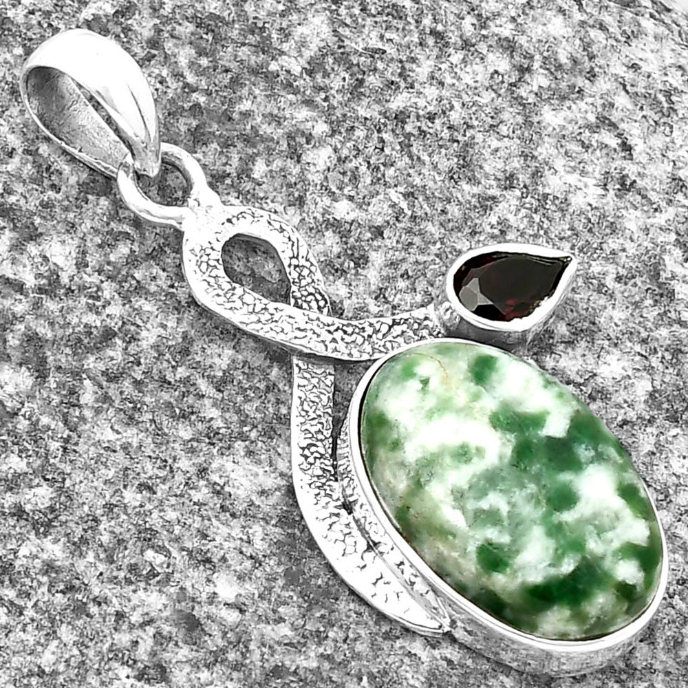 Natural Dioptase & Garnet Pendant P-1111 SDP137408