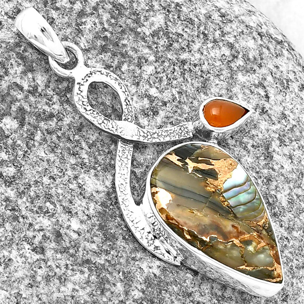 Copper Abalone Shell & Carnelian Pendant P-1111 SDP137414