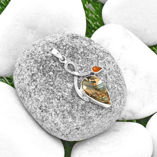 Copper Abalone Shell & Carnelian Pendant P-1111 SDP137414